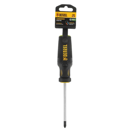 Отвертка DENZEL PZ2x100 мм, CrV, трехкомпонентная рукоятка
