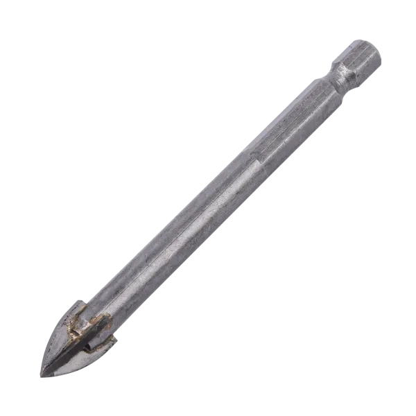 Сверло по керамической плитке DENZEL 10 мм, крестовая пластина, шестигранный хвостовик