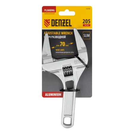 Ключ разводной DENZEL 205 мм, алюминиевый