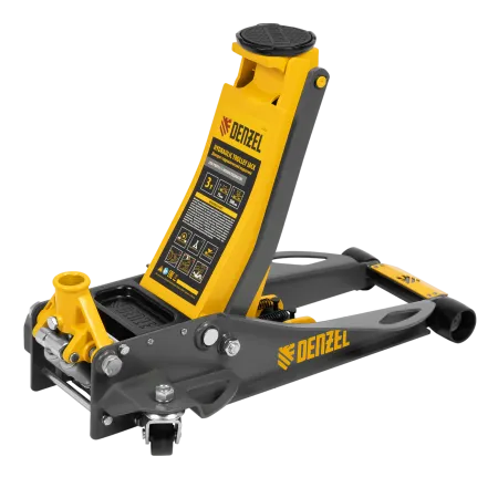 Домкрат гидравлический подкатной DENZEL 3 т, 75-500 мм, быстрый подъем, низкий подхват, проф.