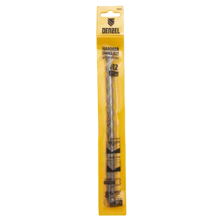 Бур по бетону DENZEL 705024, 12 x 210 мм, двойная спираль, три пылеотводящие кромки