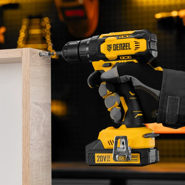 Дрель-шуруповерт аккумуляторная DENZEL CDQ-20, Li-Ion, 20 В
