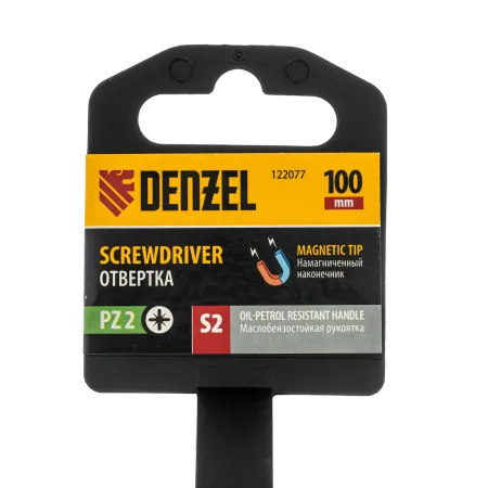 Отвертка DENZEL PZ2x100 мм, S2, 3к рукоятка