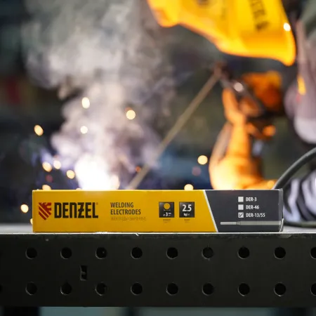 Электроды DENZEL DER-13/55, диам 3 мм, 2,5 кг., основное покрытие