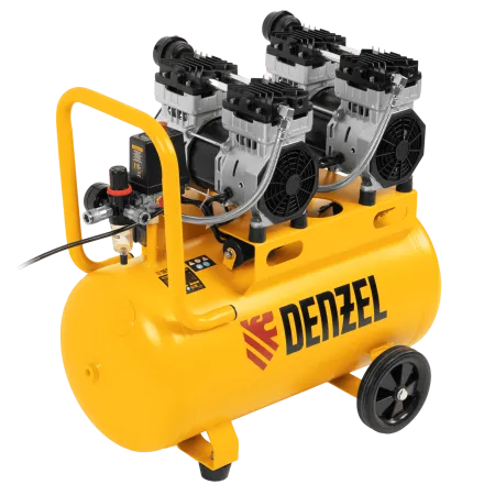 Компрессор безмасляный, малошумный DENZEL DLS 1500/50, 1500 ВТ, 2x750, 50 л, 260 л/мин