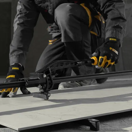 Плиткорез рельсовый DENZEL 1200х16мм, каретка на подш., стальная станина, усил. рукоятка-пенал