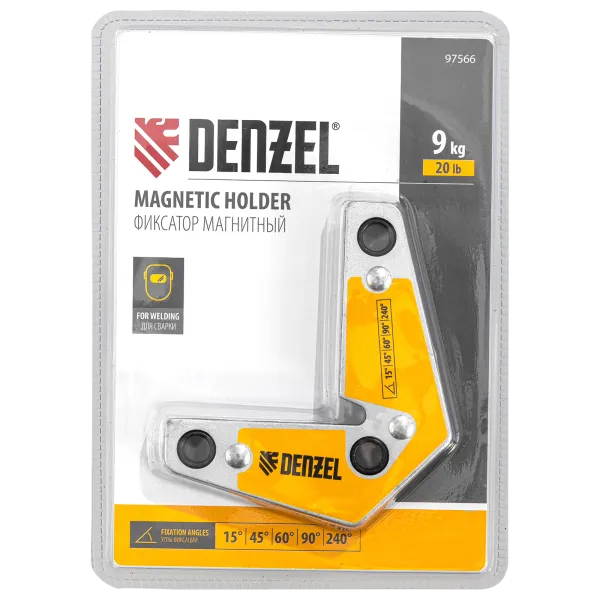 Фиксатор магнитный DENZEL для сварочных работ усилие 25 LB, 30х45х60х75х90х135 град.