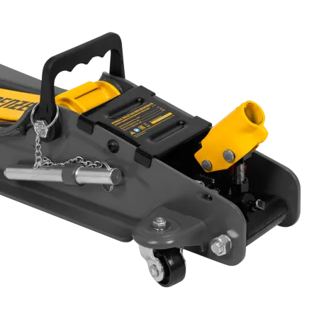 Домкрат гидравлический подкатной с фиксатором DENZEL 2,5 т, 85-385 мм