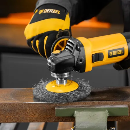 Щетка для УШМ DENZEL 746163, 125 мм, «тарелка», витая нержавеющая проволока 0.3 мм, М14