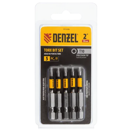 Набор бит DENZEL T10x50, 5 шт.
