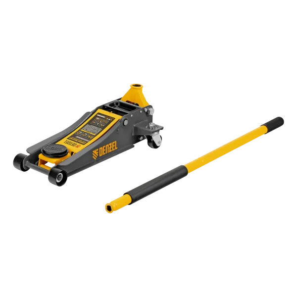Домкрат гидравлический подкатной DENZEL 2,5 т, 85-430 мм, быстрый подъем, низкий подхват, проф./