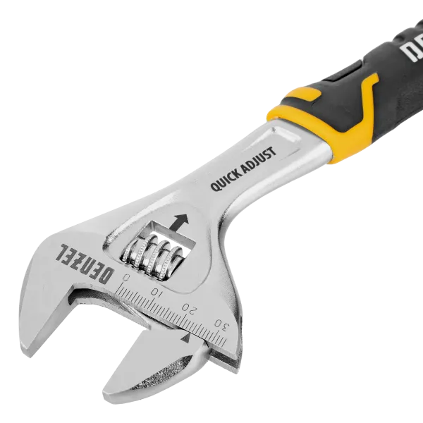 Ключ разводной DENZEL 200 мм (раскрытие до 33 мм), CrV, с быстрым сбросом, кованый, TPR рукоятка