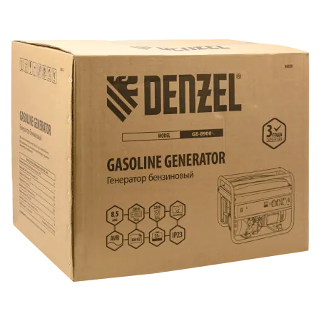 Генератор бензиновый DENZEL GE 8900, 8.5 кВт, 220 В/50 Гц, 25 л, ручной старт