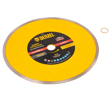 Диск алмазный сплошной DENZEL супертонкий, 300 х 25,4 мм, горячее прессование, мокрое резание