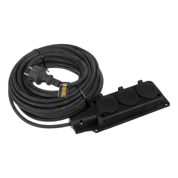 Удлинитель-шнур силовой Top Series DENZEL, КГТТ, 20 м, 3 розетки, 3 x 1,5 мм