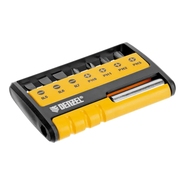 Набор бит с магнитным держателем DENZEL S2, 8 шт.