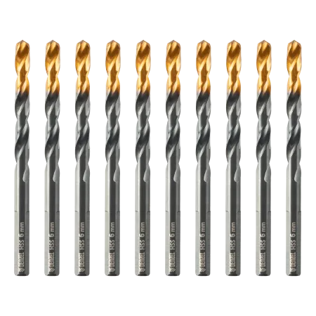 Сверло по металлу DENZEL 6 мм, HSS-Tin, Golden Tip, 10 шт.