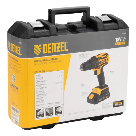 Дрель-шуруповерт аккумуляторная, бесщет. DENZEL BLDL-18-02 Li-Ion, 18 В