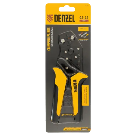 Клещи для обжима изолир. наконечников DENZEL НКИ и НВИ, разъемов РПИ, гильз ГСИ, 0,5 - 2,5 мм2