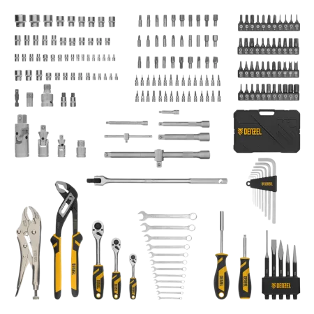 Набор инструментов DENZEL 1/2", 3/8", 1/4", CrV, S2, пластиковый кейс, 232 предмета