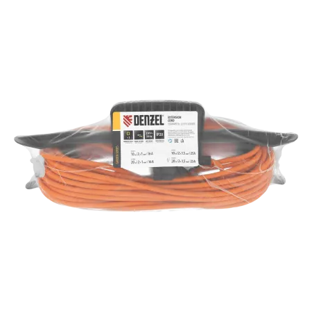 Удлинитель-шнур силовой Garden Series DENZEL, б/з, ПВС, 20м, 1 розетка, 2 x 1,5 мм
