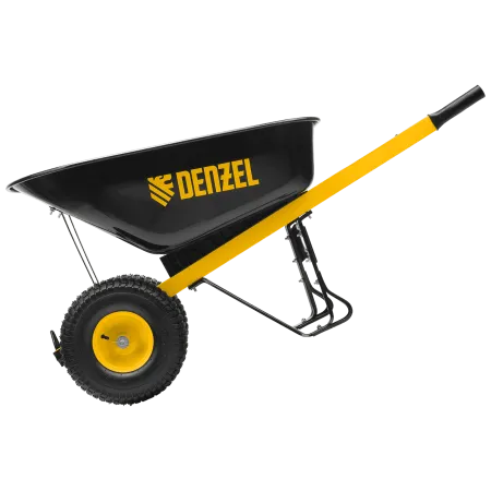 Тачка строительная DENZEL усиленная, объем 140 л, 250 кг, двухколесная, колесо 15х6.00-6