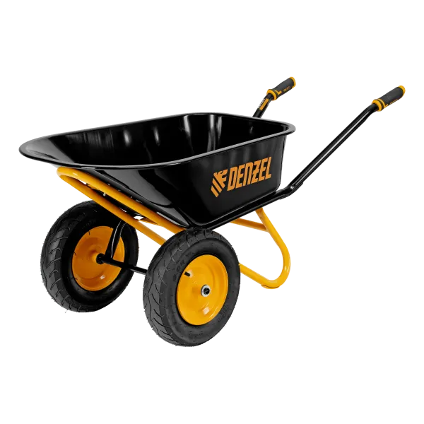 Тачка строительная DENZEL усиленная, объем 120 л, 350 кг, двухколесная, колесо 16х4.00-8
