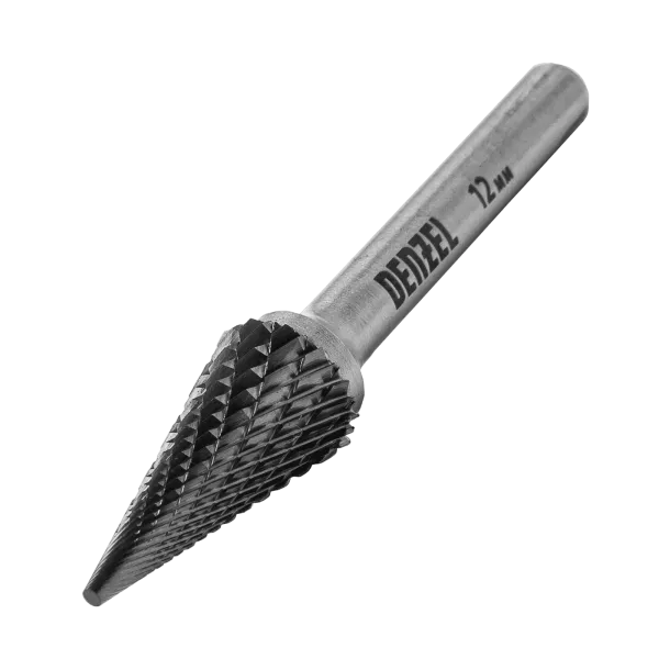 Борфреза по металлу DENZEL твердосплавная, коническая, тип-M, 12 мм