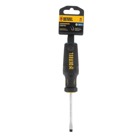 Отвертка DENZEL SL5x75 мм, CrV, трехкомпонентная рукоятка