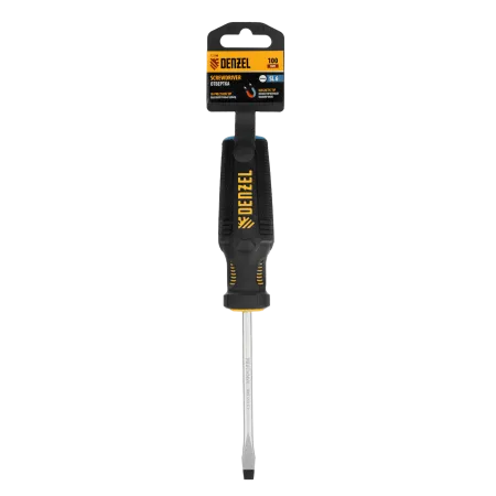 Отвертка DENZEL SL6x100 мм, CrV, трехкомпонентная рукоятка