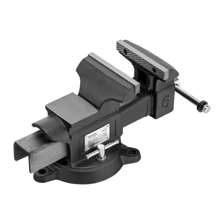 Тиски слесарные DENZEL BVH-150, 150 мм, поворотные, стальная направляющая, с наковальней