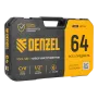 Набор инструментов DENZEL 1/2", 1/4", CrV, S2, пластиковый кейс, 64 предмета