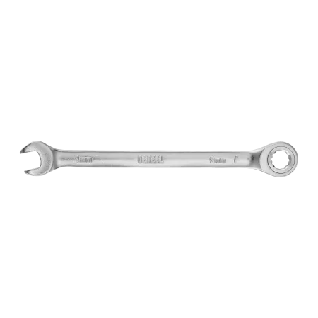 Ключ комбинированный трещоточный DENZEL, 9 мм, CrV, матовый хром