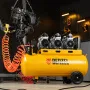 Компрессор безмасляный, малошумный DENZEL DLS 2250/100, 2250 Вт, 3x750, 100 л, 410 л/мин блок управления/ Denzel