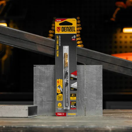 Сверло спиральное по металлу DENZEL 9 x 125 мм, Р6М5, Golden Tip, многогранная заточка