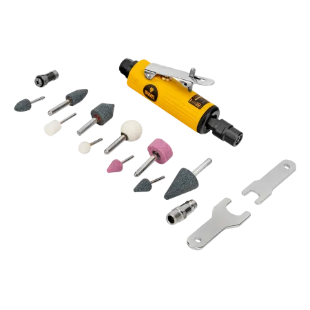 Пневмошлифмашина прямая DENZEL PGS25000, 25000 об/мин, 10 шлиф. камней, цанга - 3, 6 мм, 113 л/мин