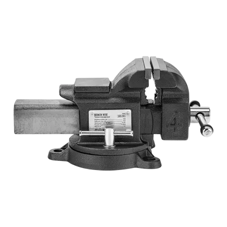 Тиски слесарные DENZEL BVH-100, 100 мм, поворотные, стальная направляющая, с наковальней