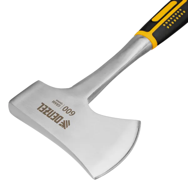 Топор цельнометаллический DENZEL, 600 г, двухкомпонентная обрезиненная рукоятка, прямой хват