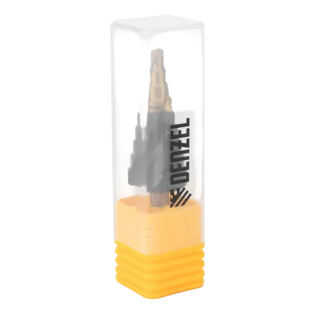 Сверло ступенчатое DENZEL 4-6-8-10-12-14-16-18-20 мм, Р6М5, 6-гр. хвостовик