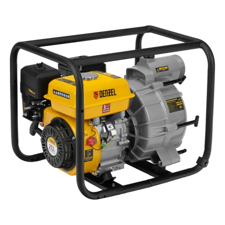 Мотопомпа бензиновая для грязной воды DENZEL PX-80D7, 7 л.с., 3", 1300 л/мин, глуб 8 м,напор 30 м