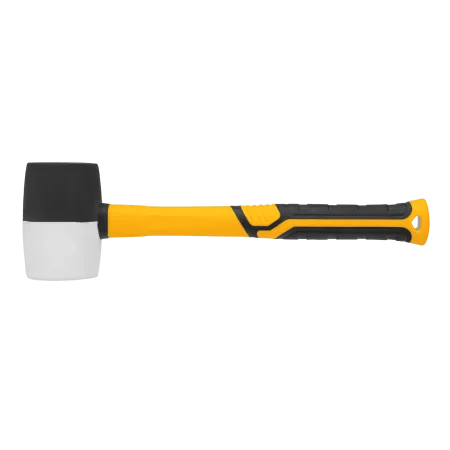 Киянка резиновая DENZEL 450 г, черно-белая, фибергласовая рукоятка c TPR покрытием