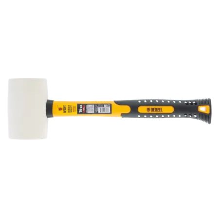 Киянка резиновая DENZEL 16 oz, белая резина, фибергласовая рукоятка