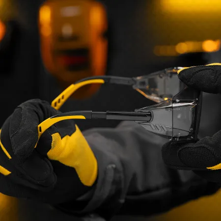 Очки защитные DENZEL открытые, поликарбонатные, увеличенная дымчатая линза, регулируемые дужки