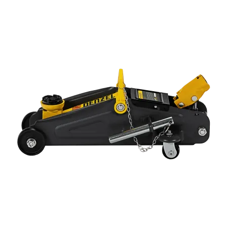 Домкрат гидравлический DENZEL подкатной с фиксатором, 2 т, 130-330 мм, в кейсе