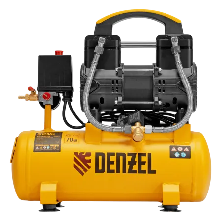 Компрессор безмасл. малошумный DENZEL DLP-950/10, 950Вт,10 л, 2850 об/мин, 170 л/мин