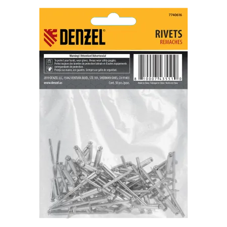 Заклепки алюминиевые DENZEL 5/32"-1/2", 4 х 12 мм, 50 шт
