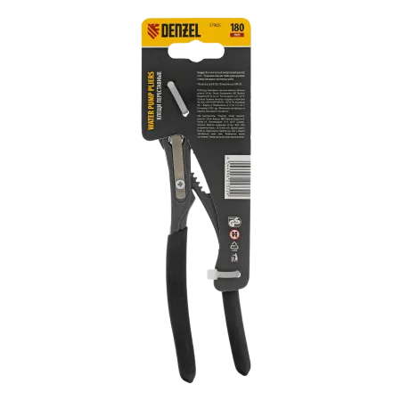 Клещи переставные DENZEL кнопочный механизм, обливные рукоятки, 180 мм