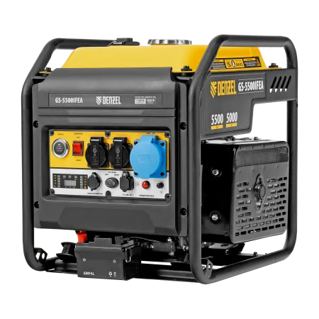 Генератор инверторный DENZEL GS-5500iFEA, 5,5 кВт, 230 В, открытый корпус, электростартер, ATS