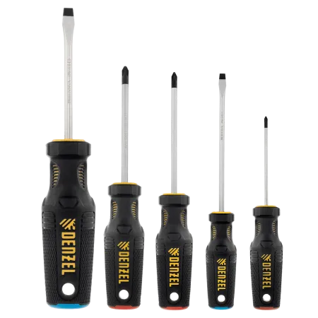 Набор отверток DENZEL 5 пр., CrV, трехкомпонентная рукоятка