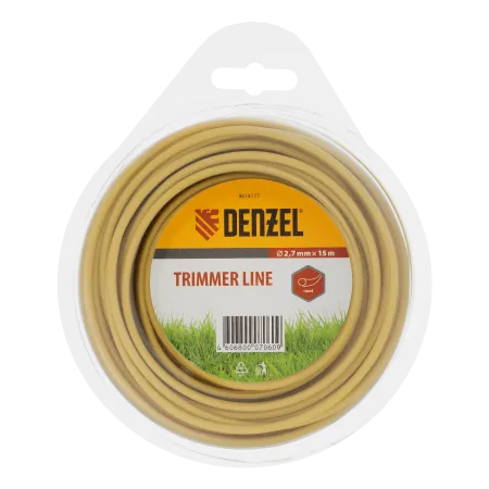 Леска для триммера круглая, DENZEL 2,7мм х 15м, блистер, Россия